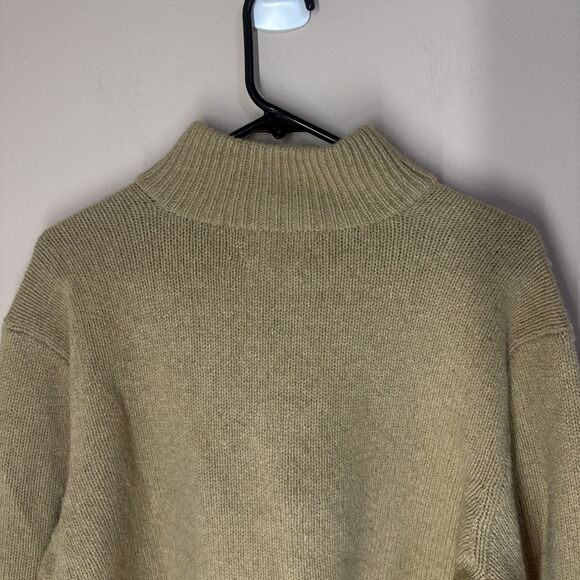 Polo Ralph Lauren 1/4 Zip Sweater XL Tan Light Brown Merino Wool Angora Vintage - Picture 4 of 12
